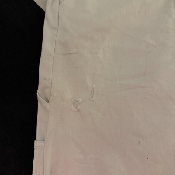 EUC White Denim Overall Dress – Distressed Hem, Adjustable Straps Sz L (10/12) - Picture 5 of 8